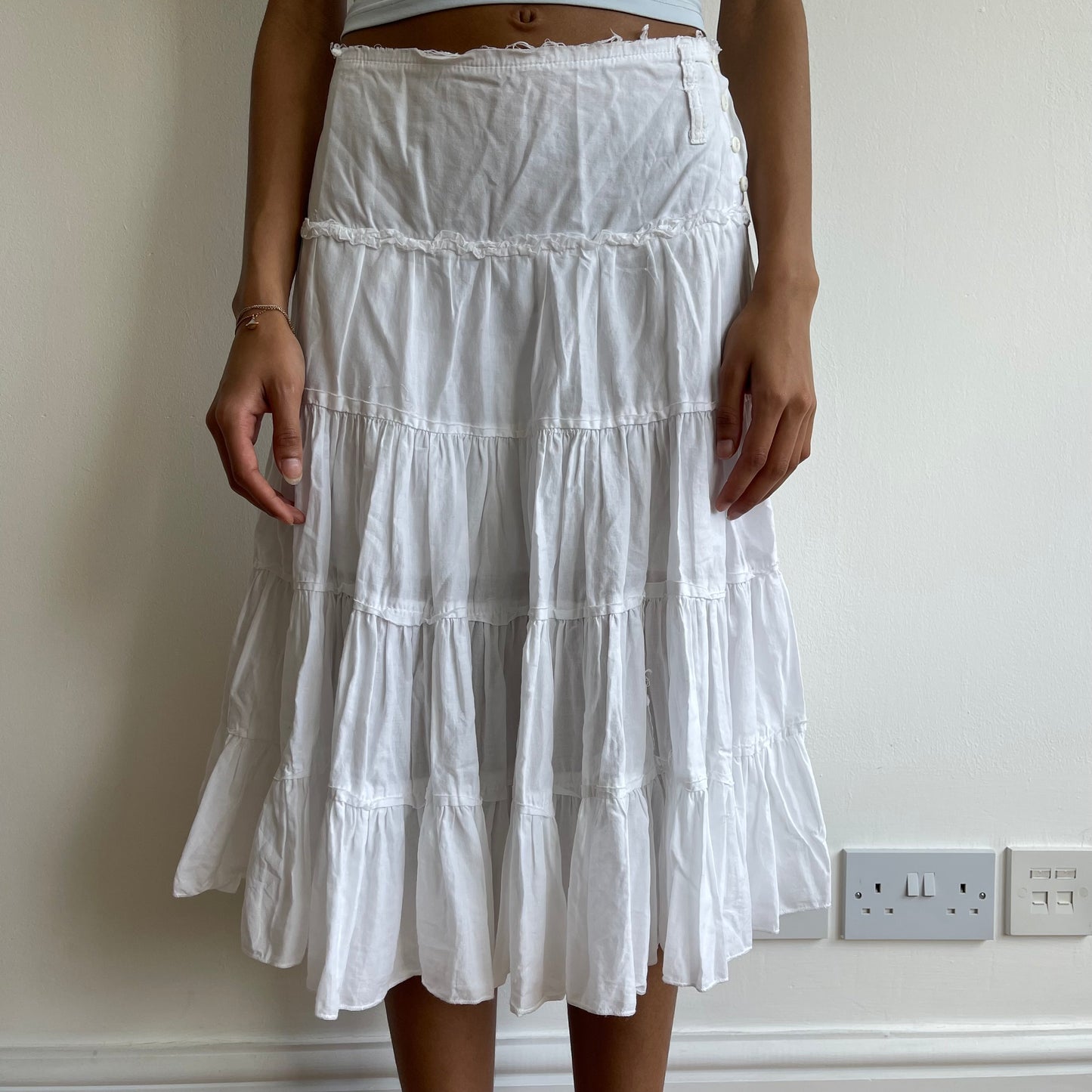 White raw hem midi skirt - Size S/M