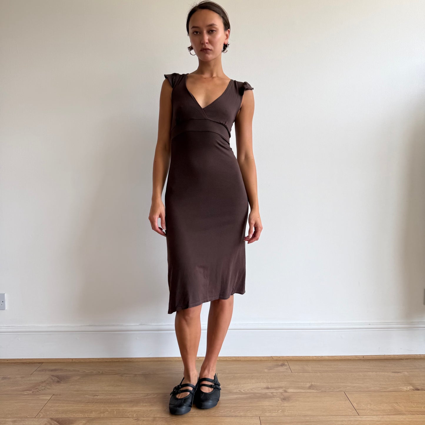 Brown keyhole midi dress - Size S