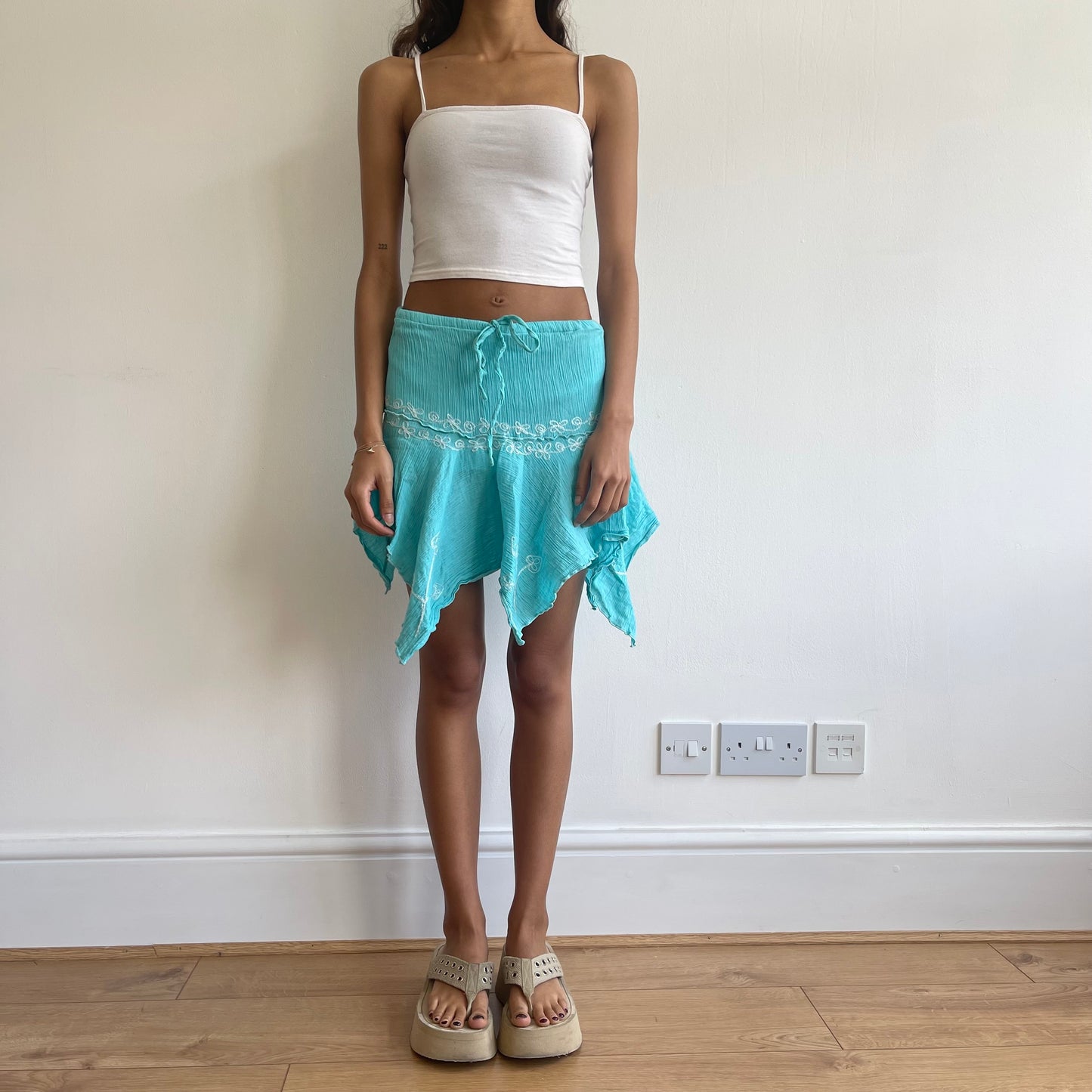 Turquoise asymmetric skirt - Size S