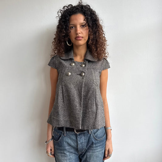 Grey tweed peacoat - Size S