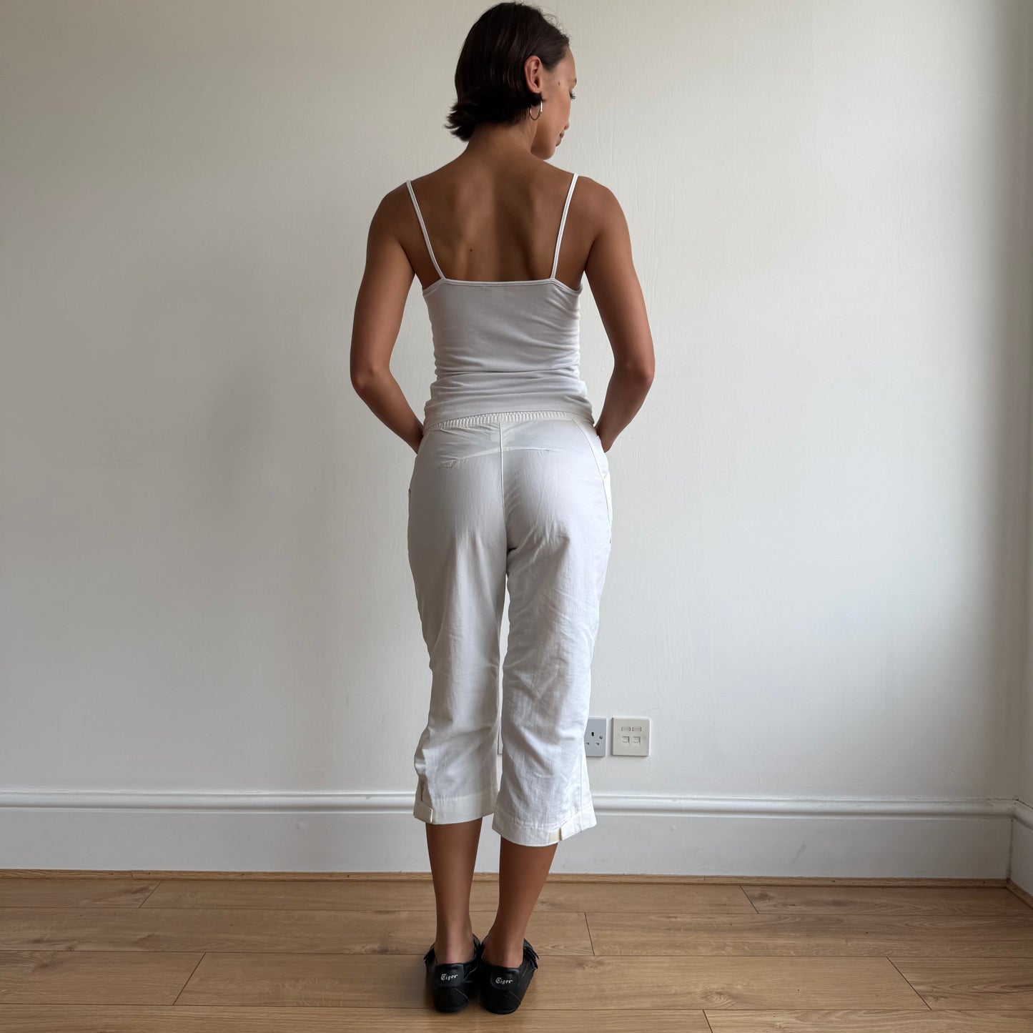 Cream Adidas wrap waist capris - Size S