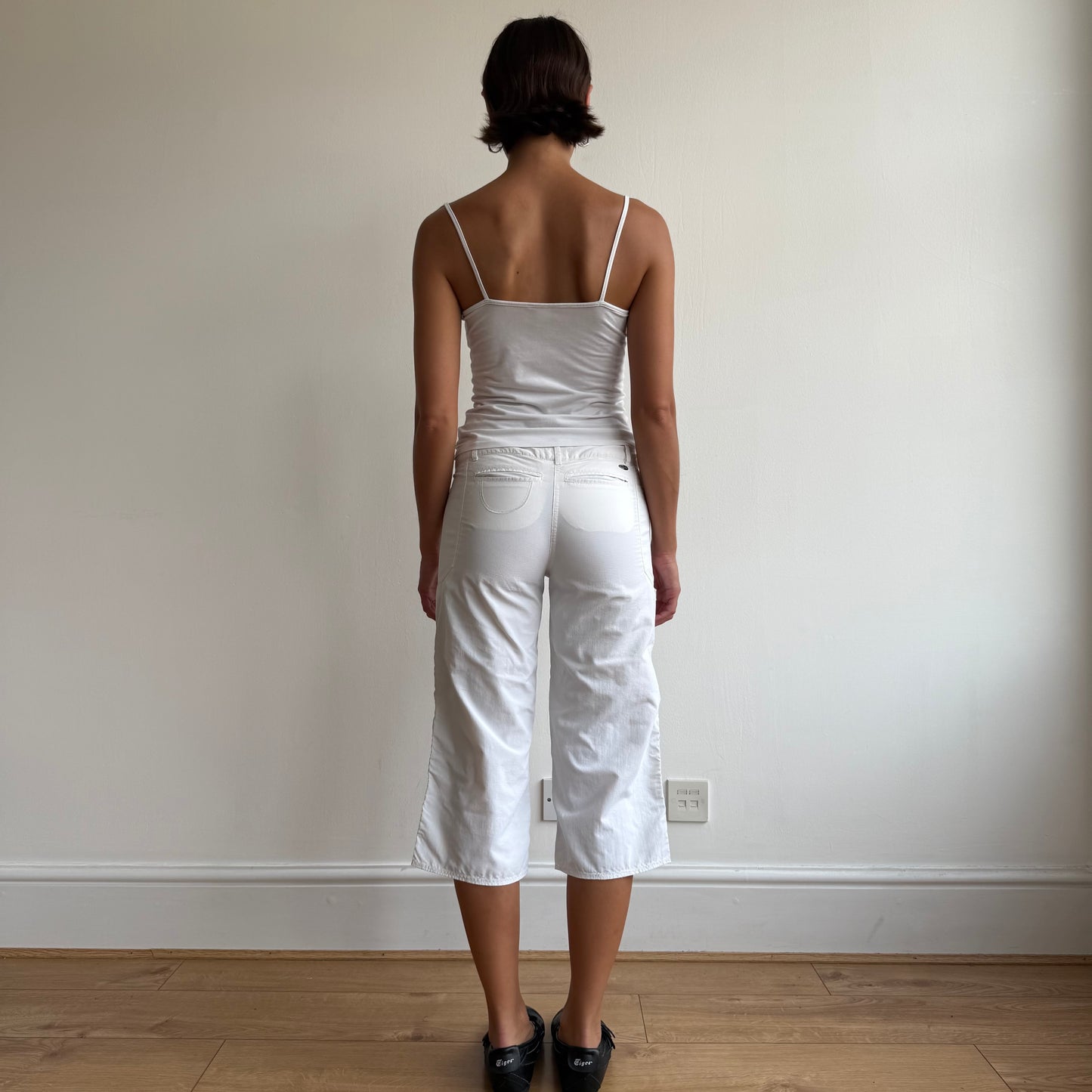 White Adidas belt capris - Size S