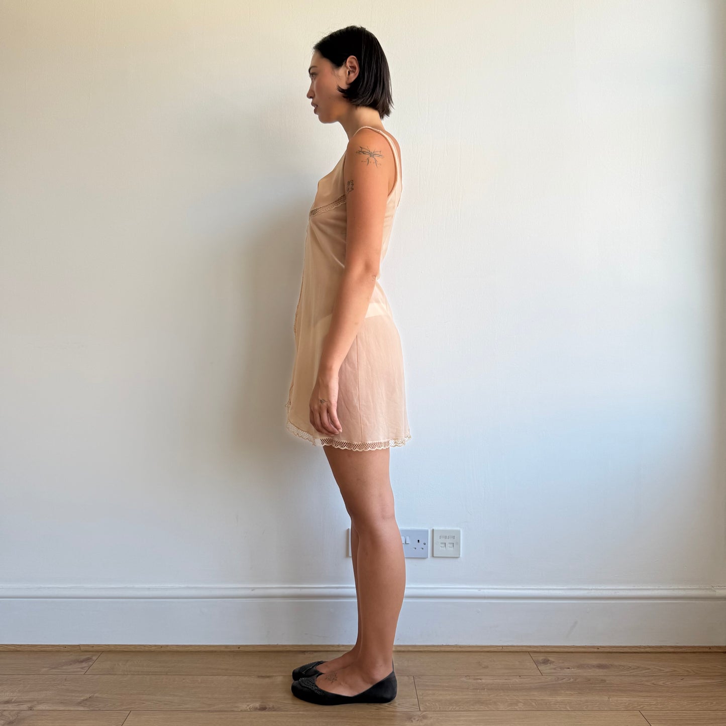 Apricot lace insert slip dress - Size S