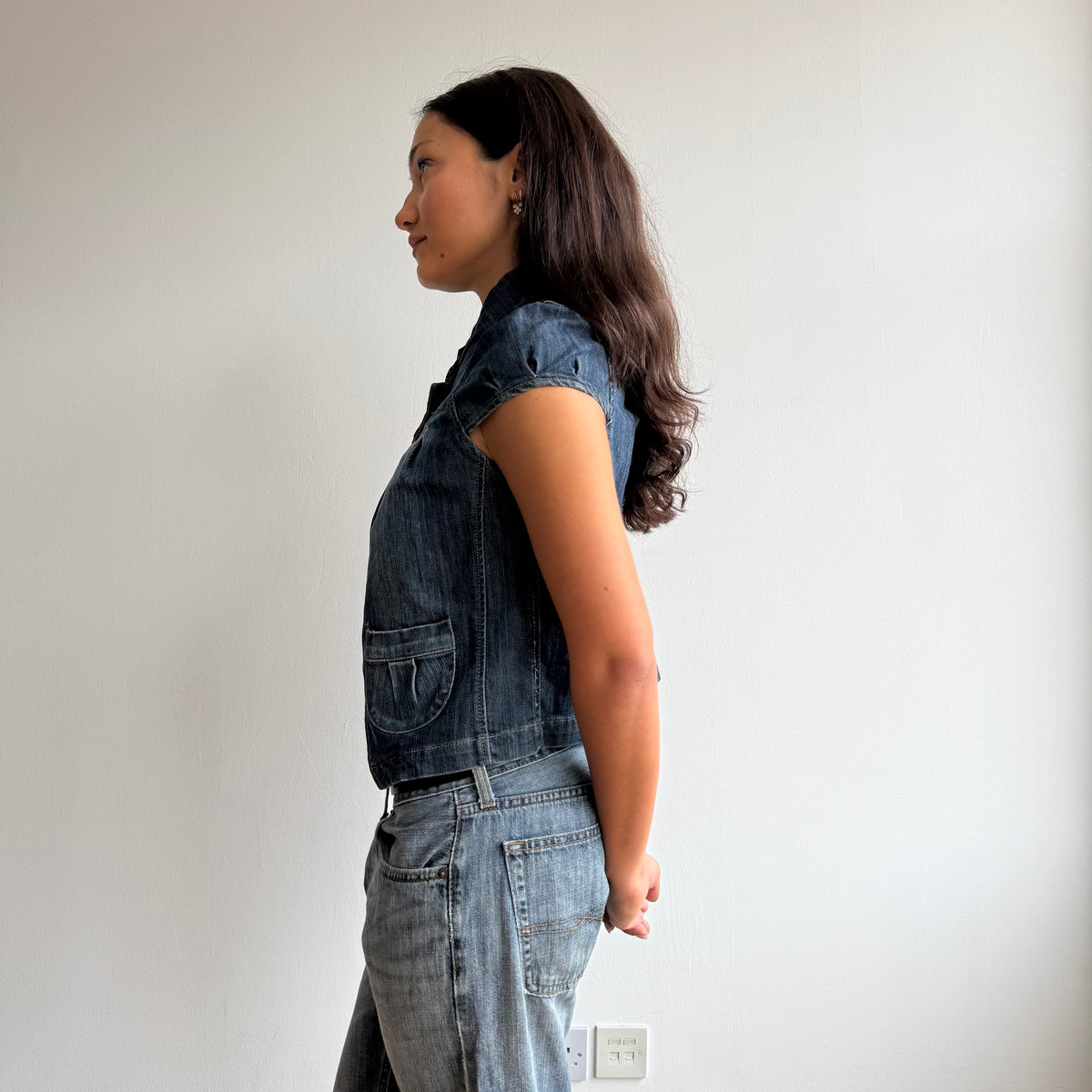 Denim short sleeve peacoat - Size S