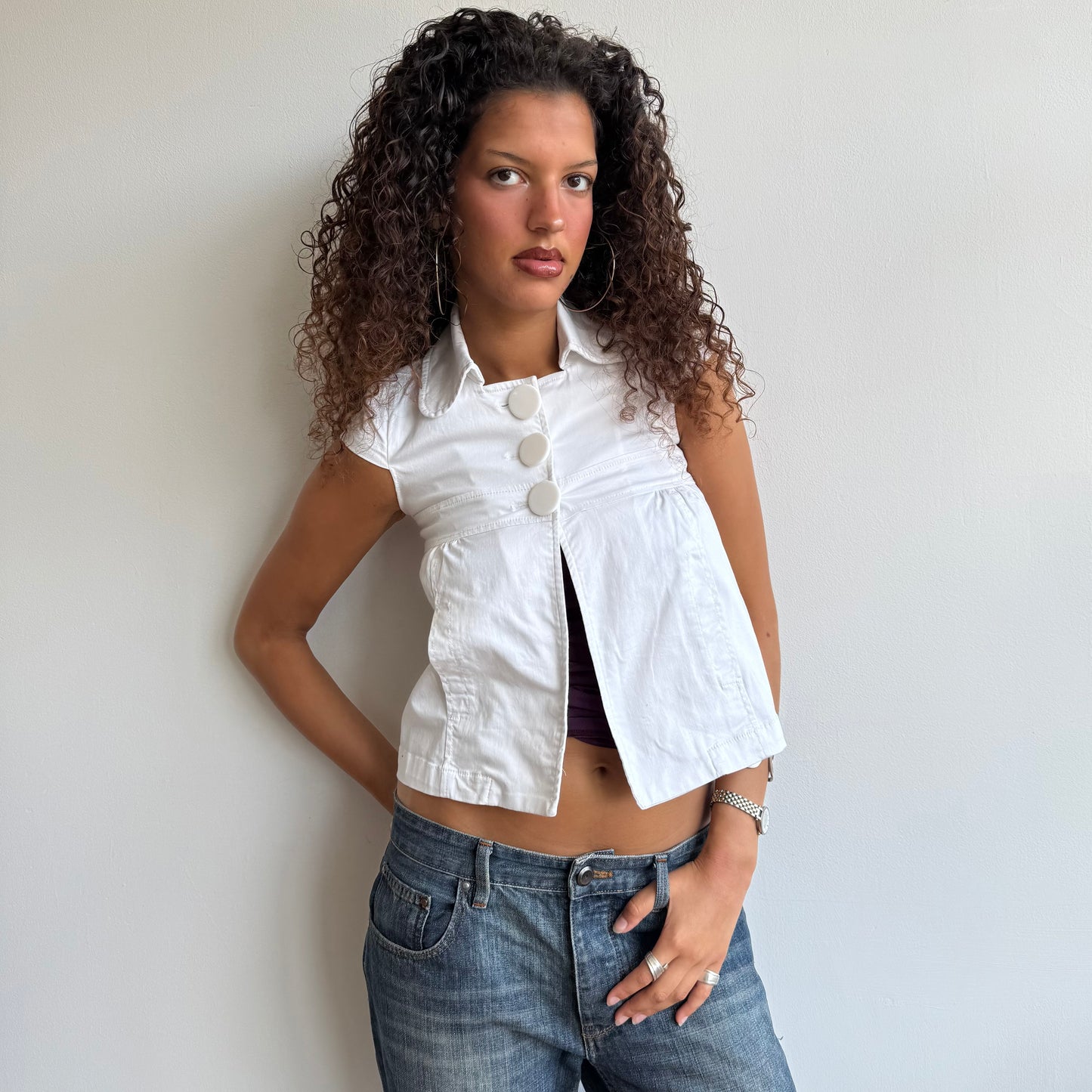 White short sleeve peacoat - Size XS