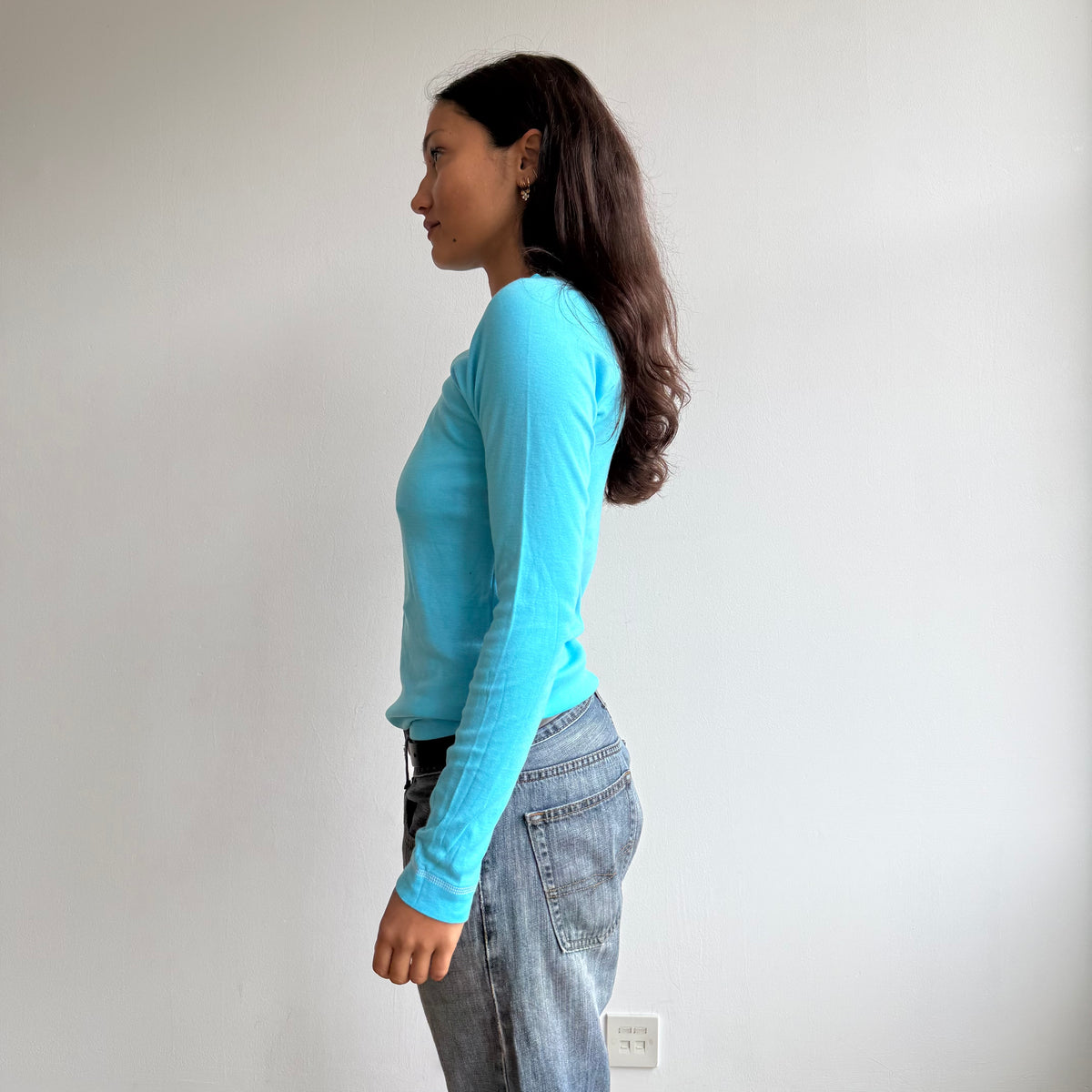 Turquoise stitch top - Size S-M