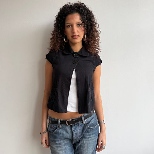 Black short sleeve peacoat - Size S-M