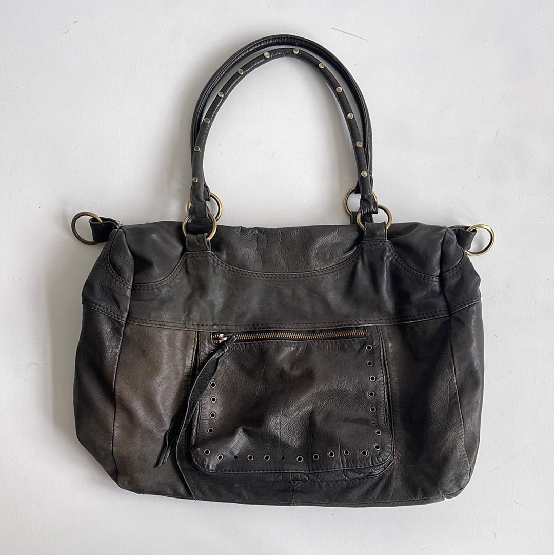 Large leather boho bag - OS