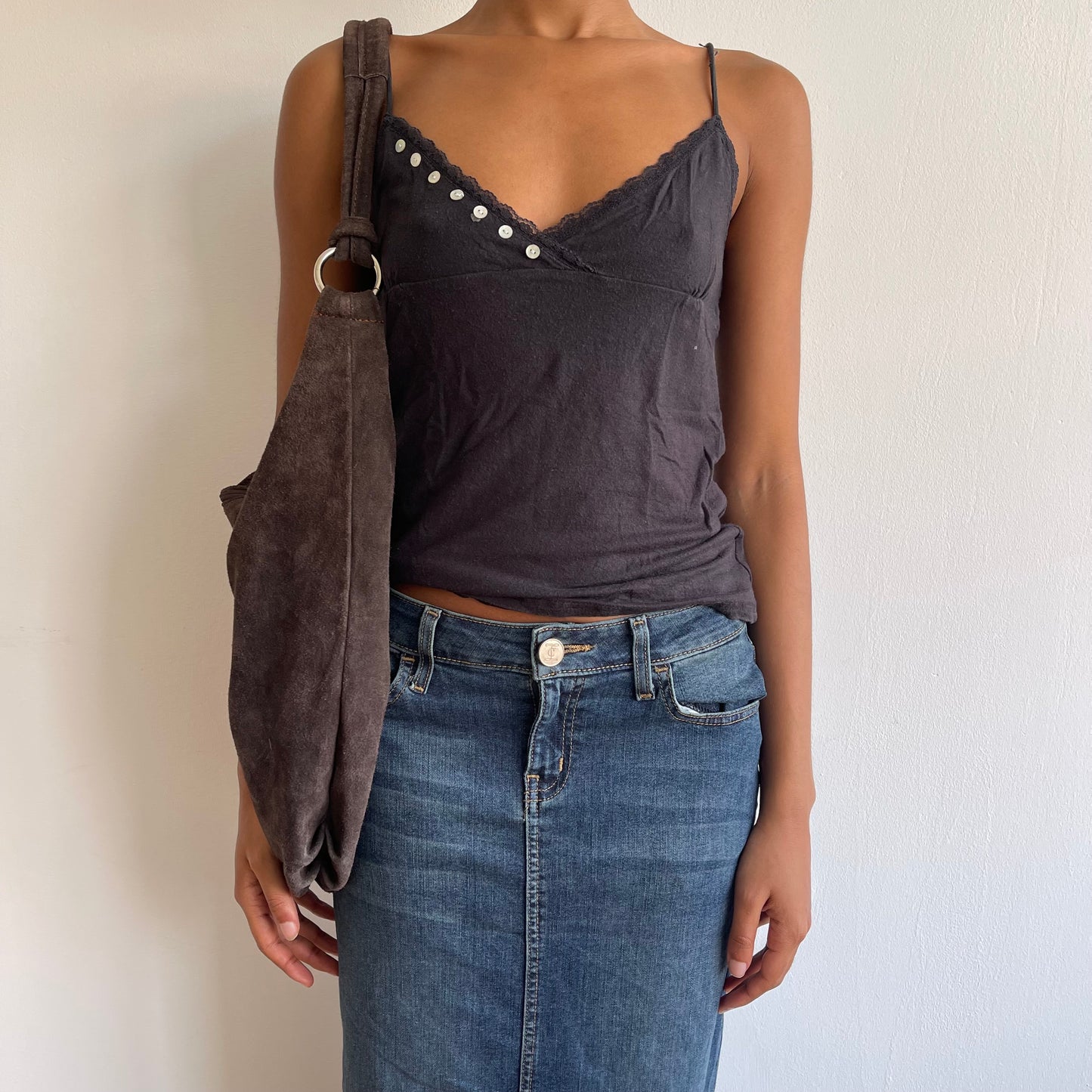 Dark grey button cami - Size S