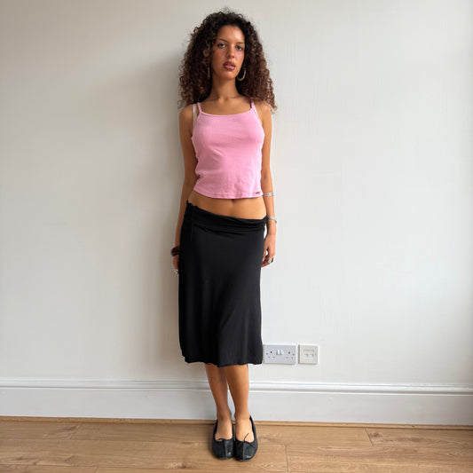 Black slinky ruched skirt - Size S