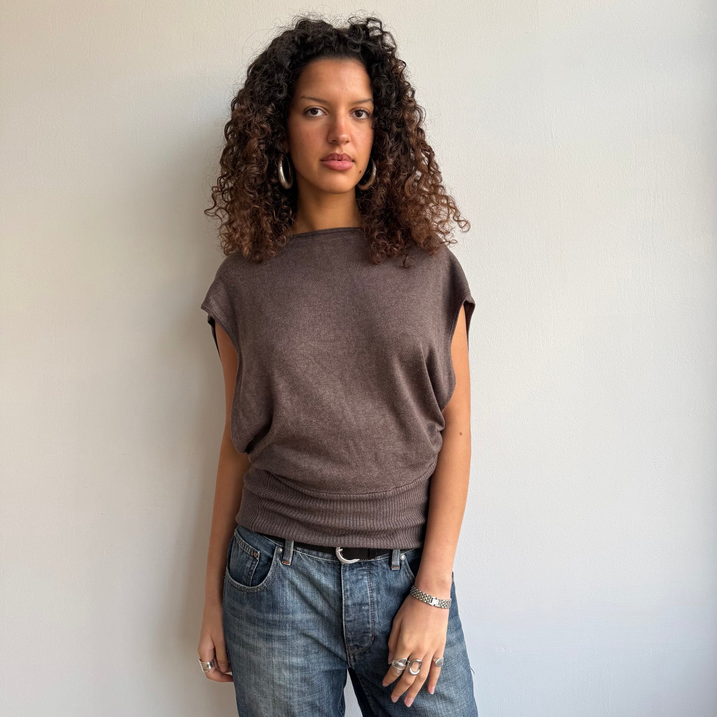 Brown open back knit - Size M