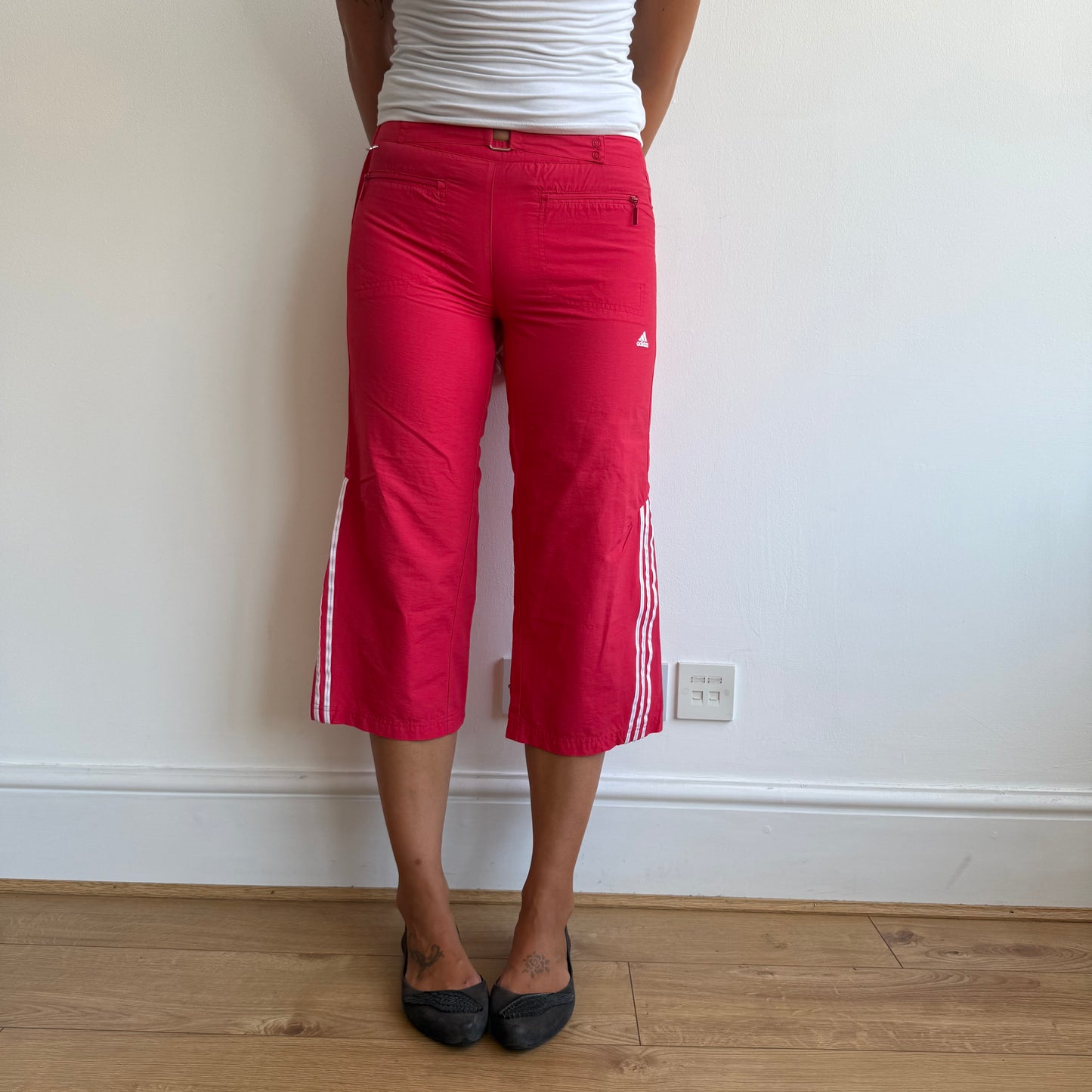 Red Adidas belt capris - Size S