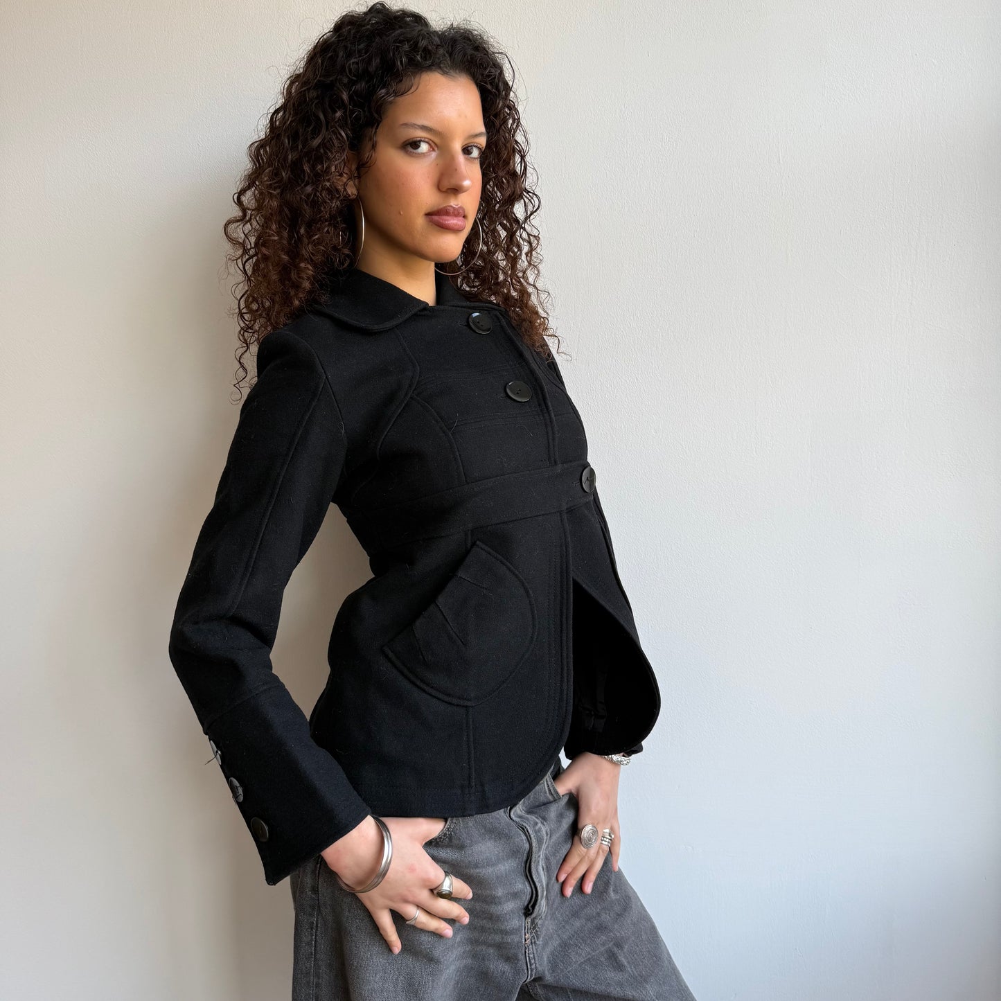Black asymmetric coat - Size S