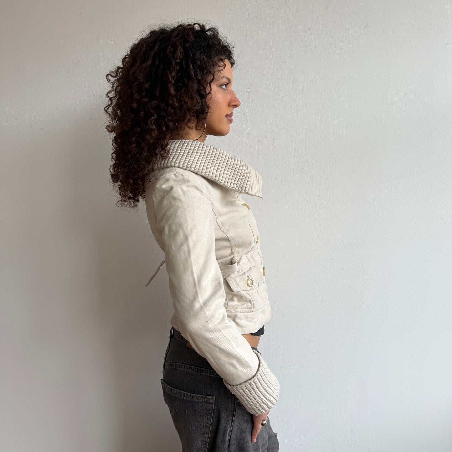 Cream button up jacket - Size S