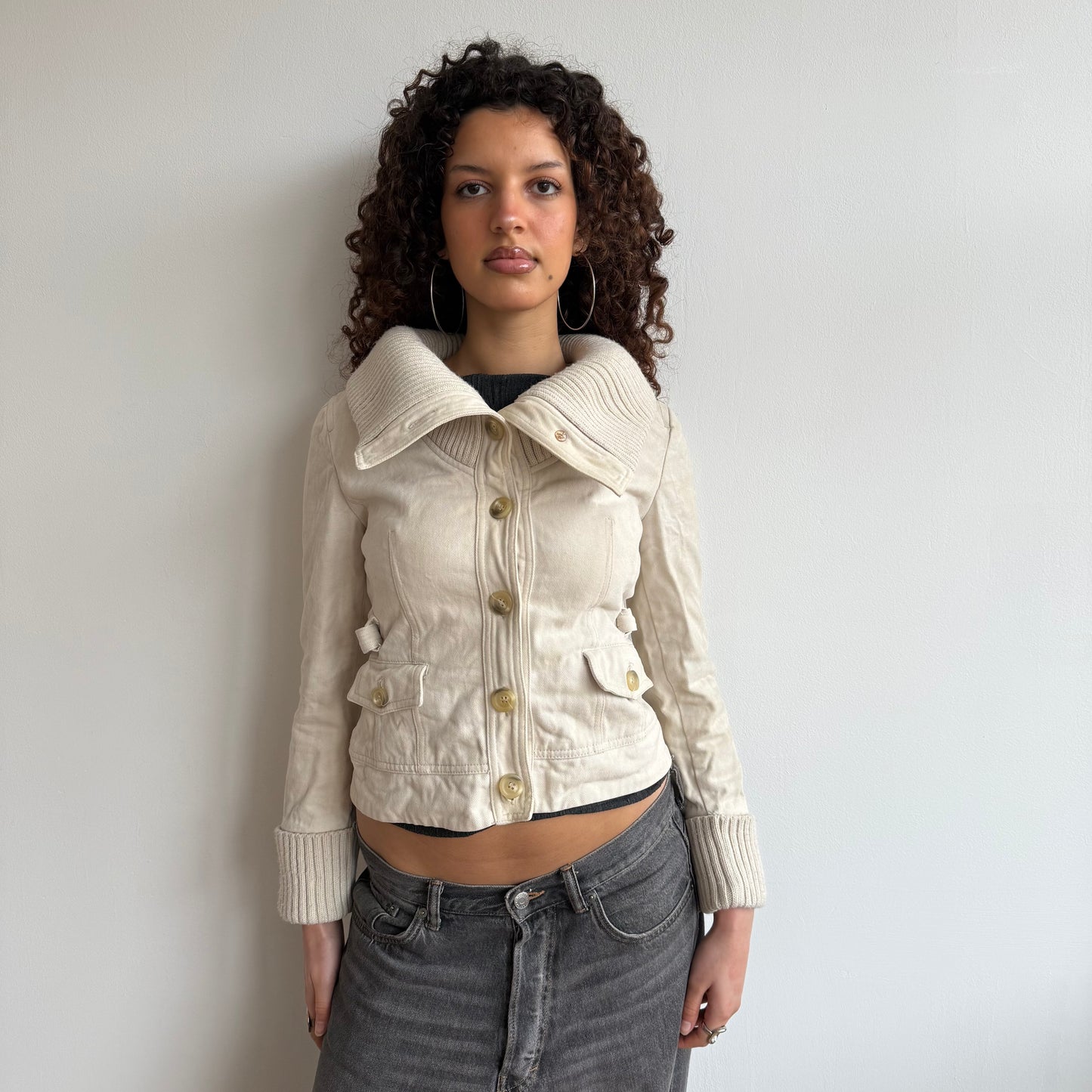 Cream button up jacket - Size S