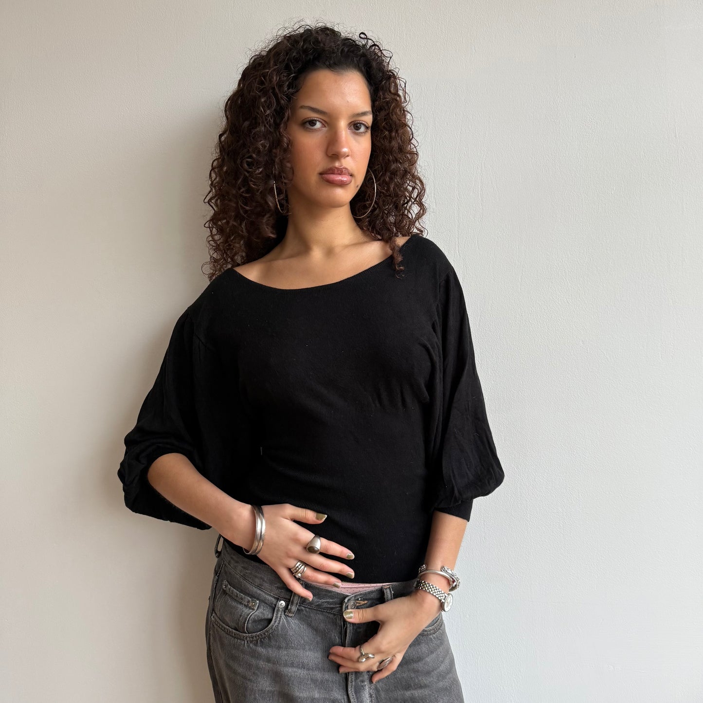 Black batwing knit - Size S
