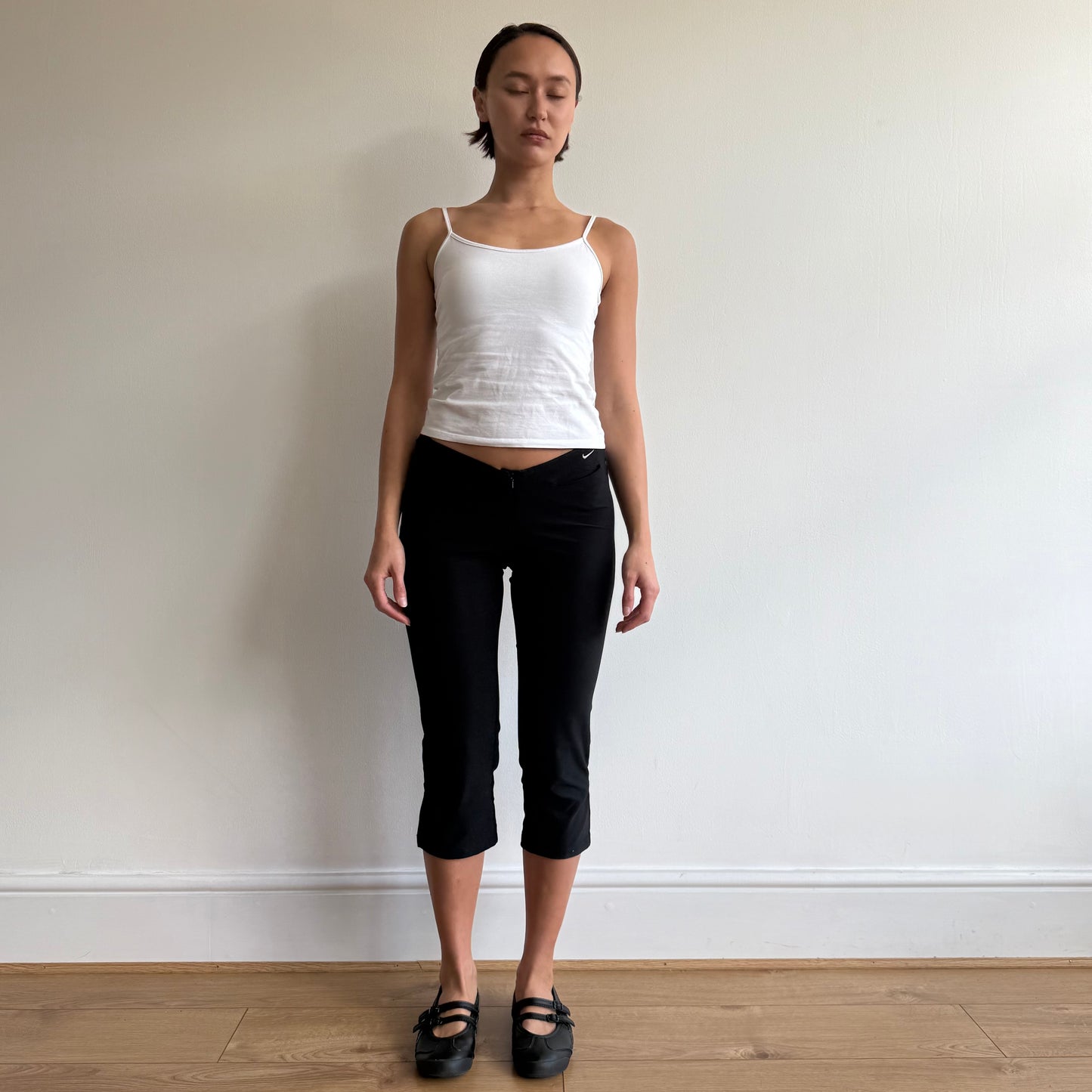 Black Nike zip front capris - Size S