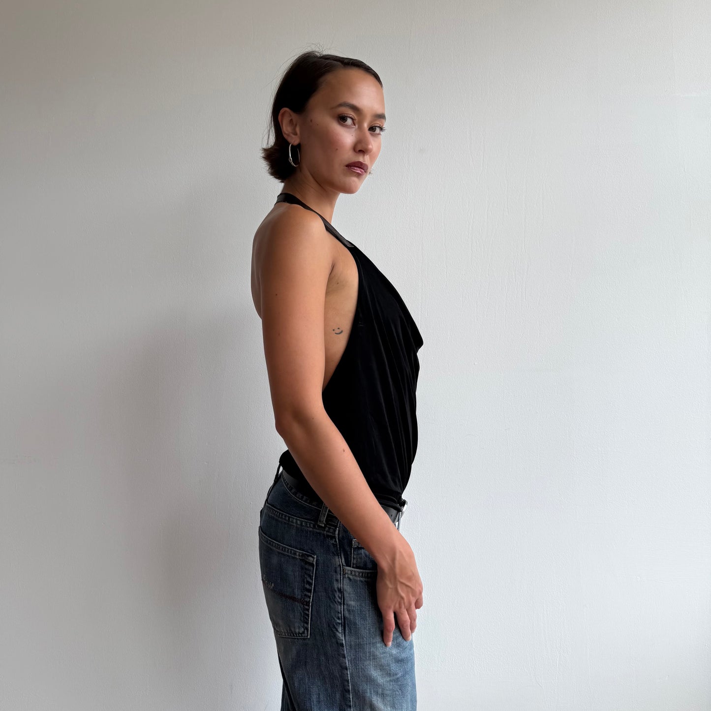 Miss Sixty black leather halter top - Size M