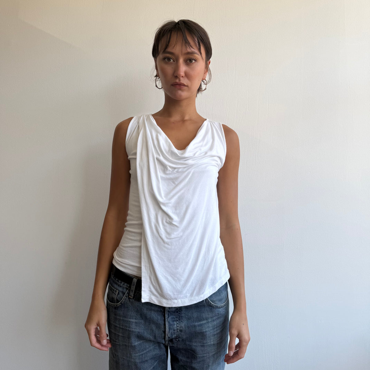 Ralph Lauren white drape top - Size S