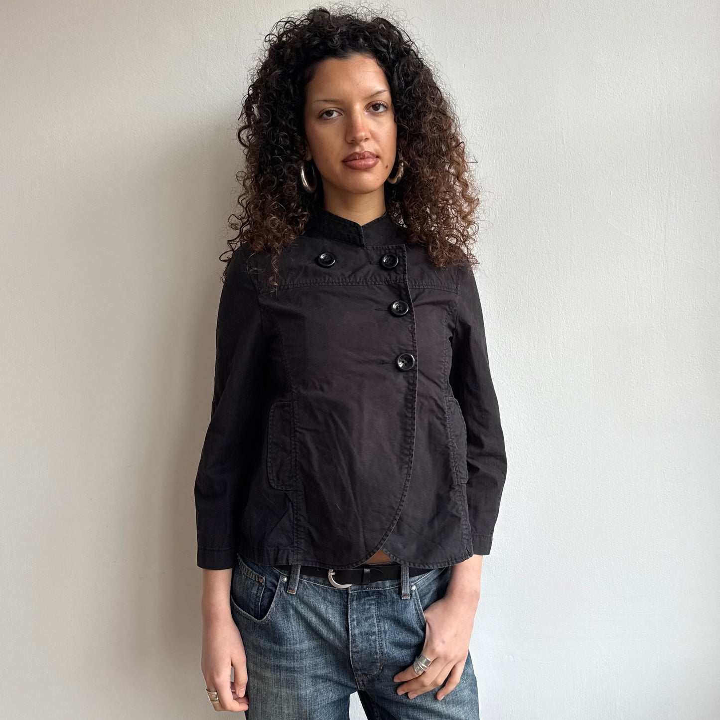 Black asymmetric button peacoat - Size S