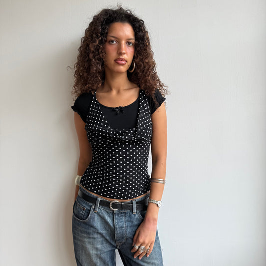 Polka dot cowl neck top - Size S
