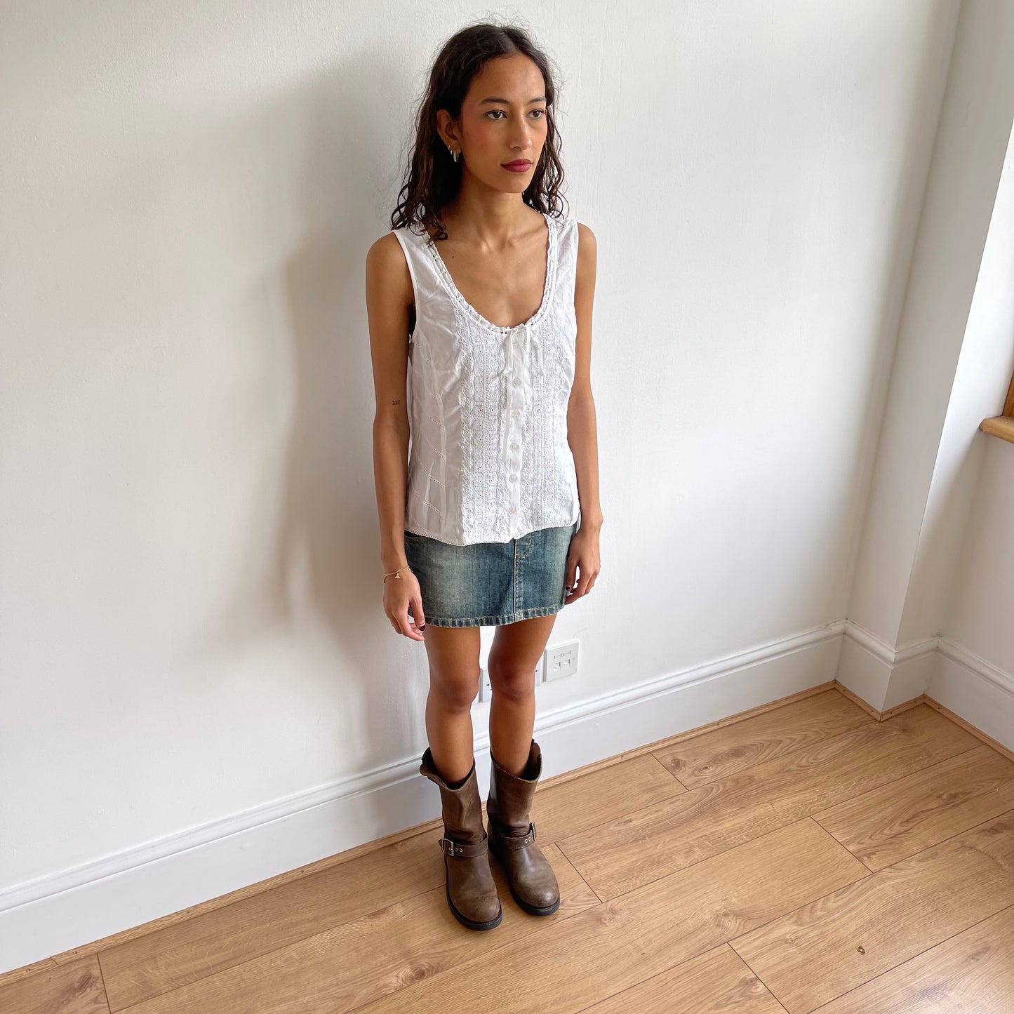 White milkmaid top - Size L