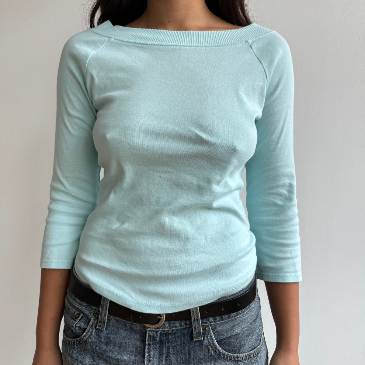 Turquoise 3/4 sleeve top - Size S
