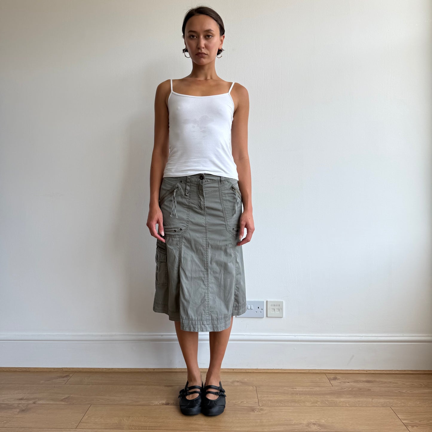 Khaki cargo midi skirt - Size S