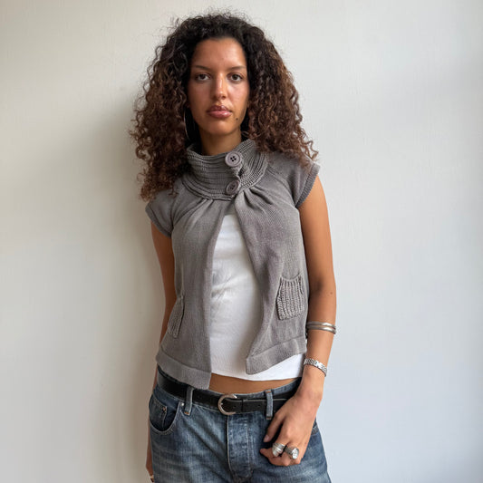 Grey button neck knit - Size S