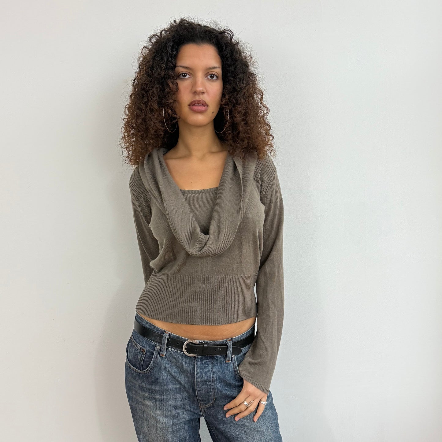 Taupe cowl neck knit - Size M