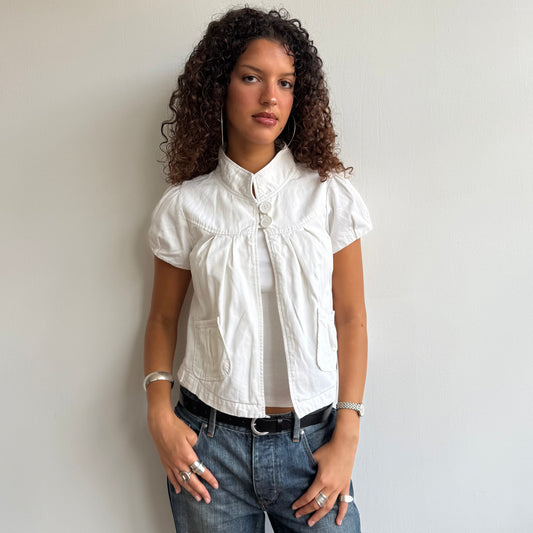 White open front peacoat - Size S