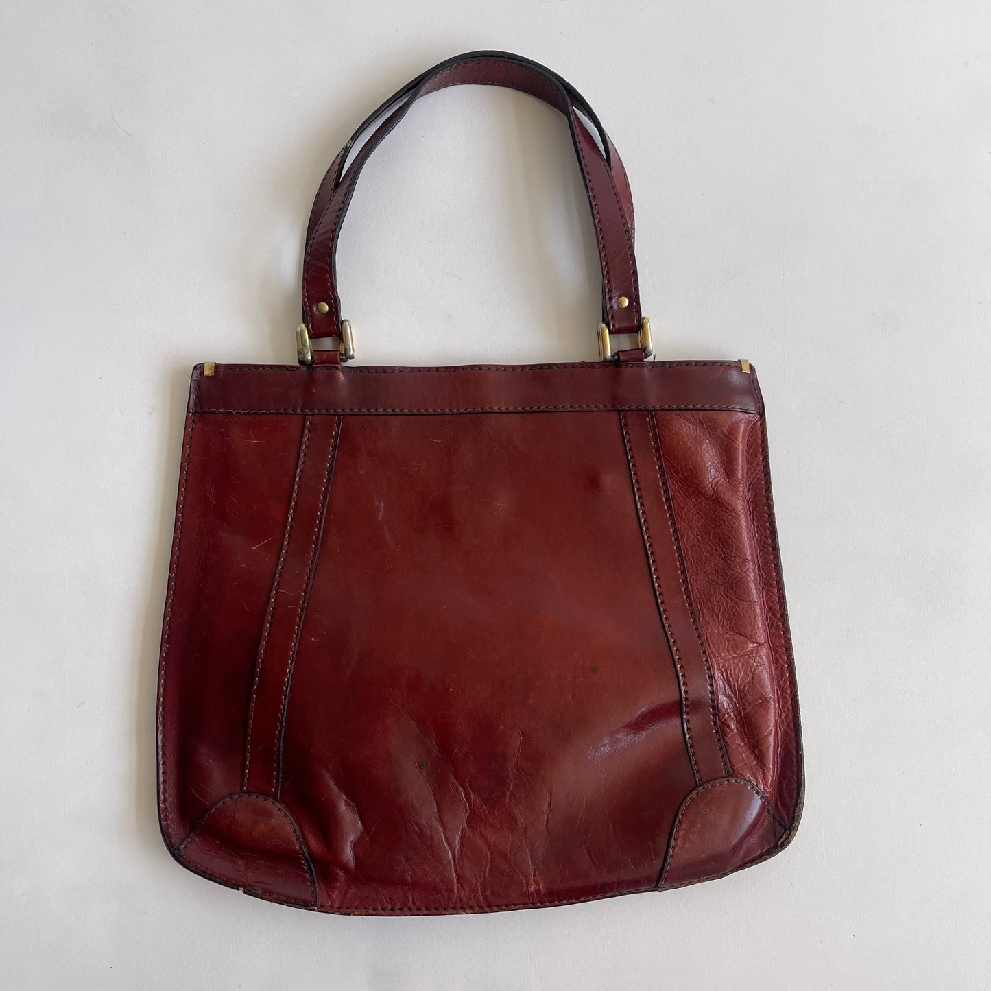 Burgundy leather bag - O/S