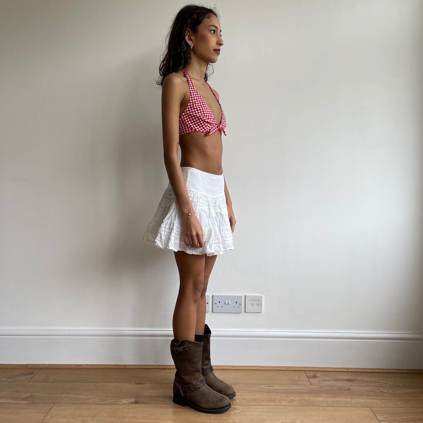 White broderie mini skirt - Size XS