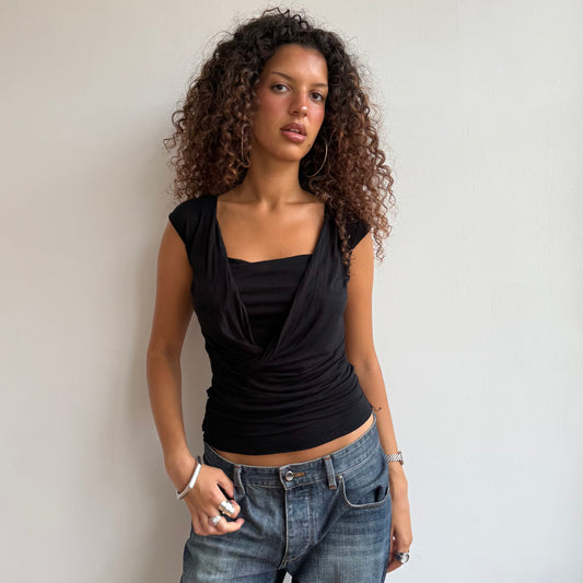 Black cowl front top - Size M