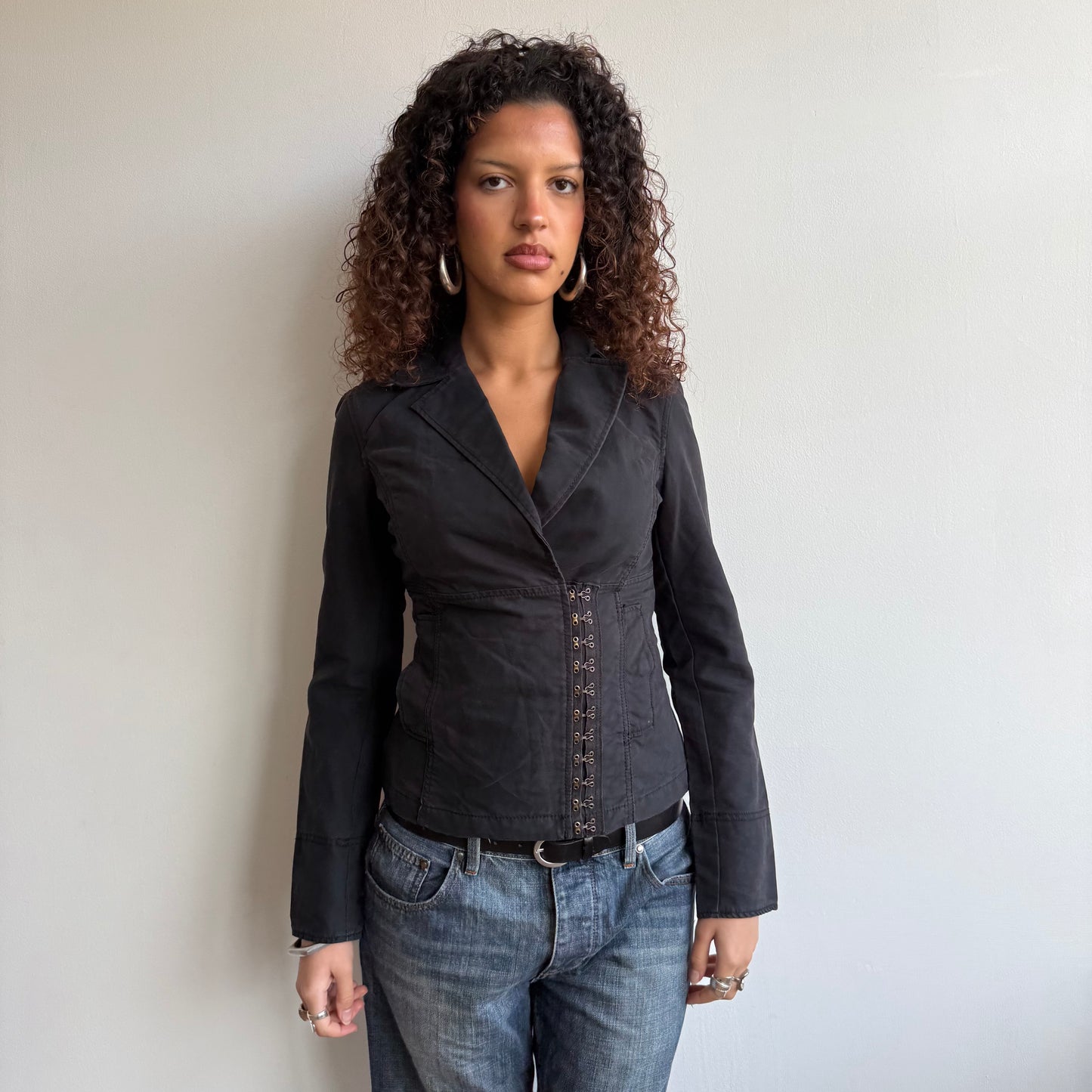 Black hook eye jacket - Size S/M