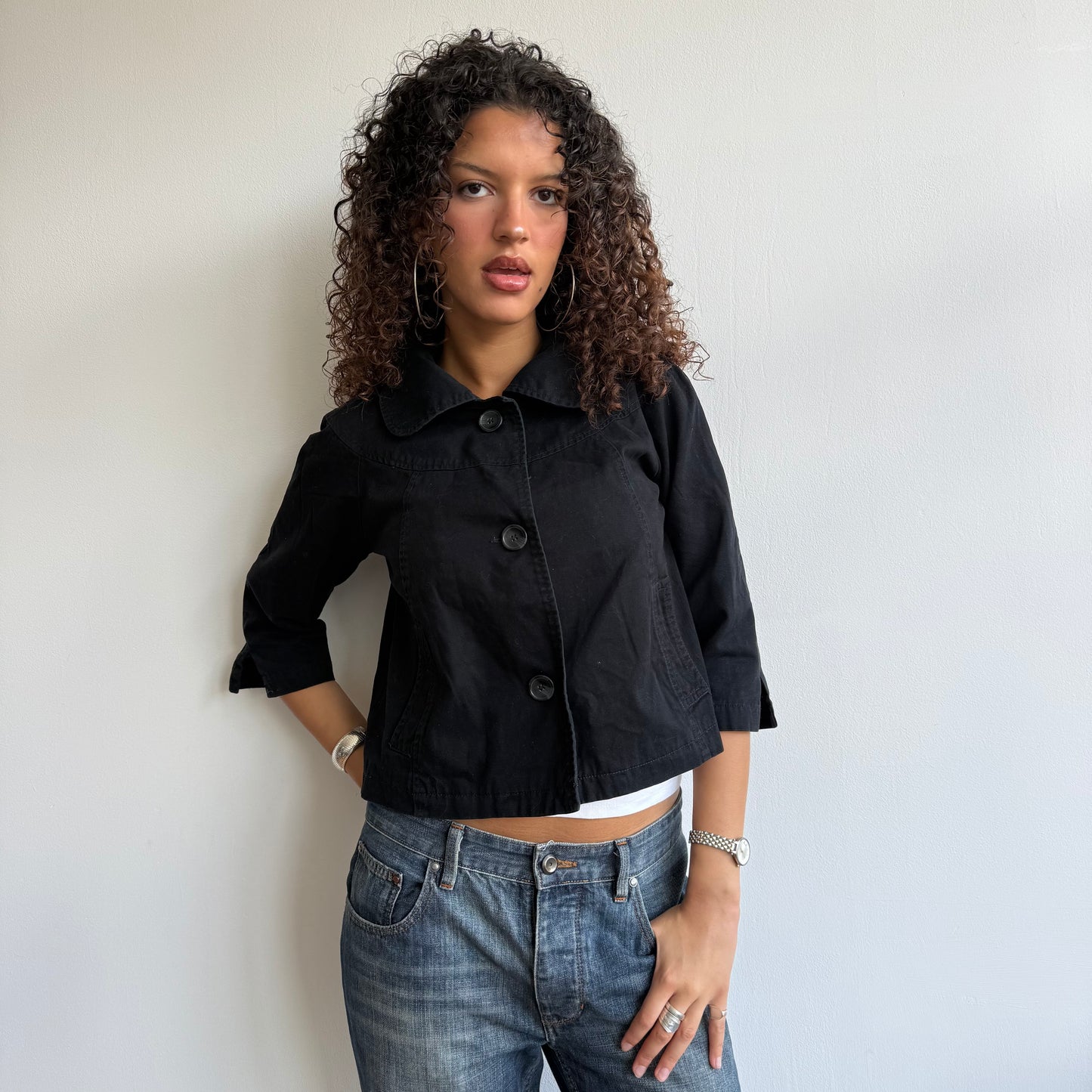 Black 3/4 sleeve jacket - Size S