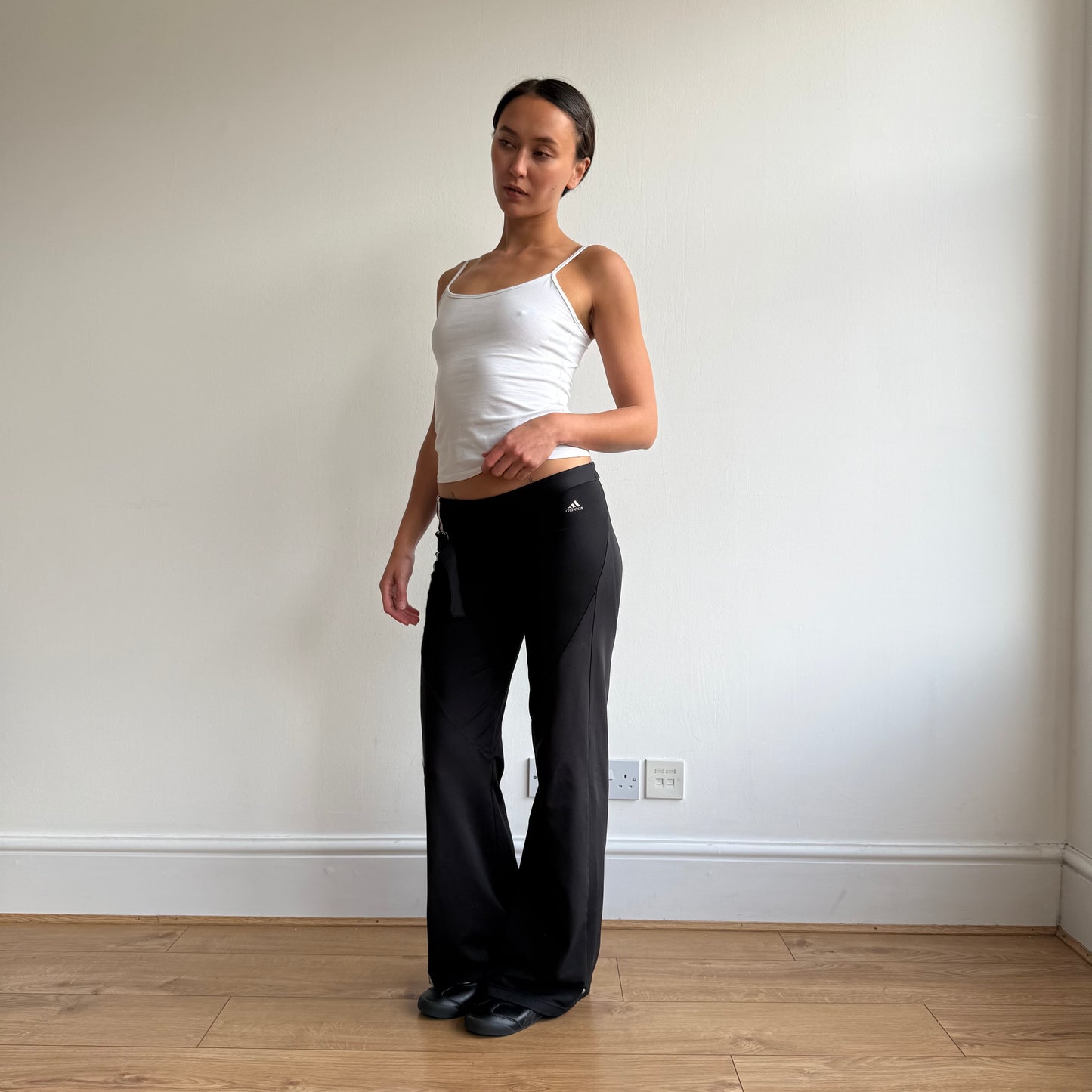 Black Adidas stripe flared yoga pants - Size S