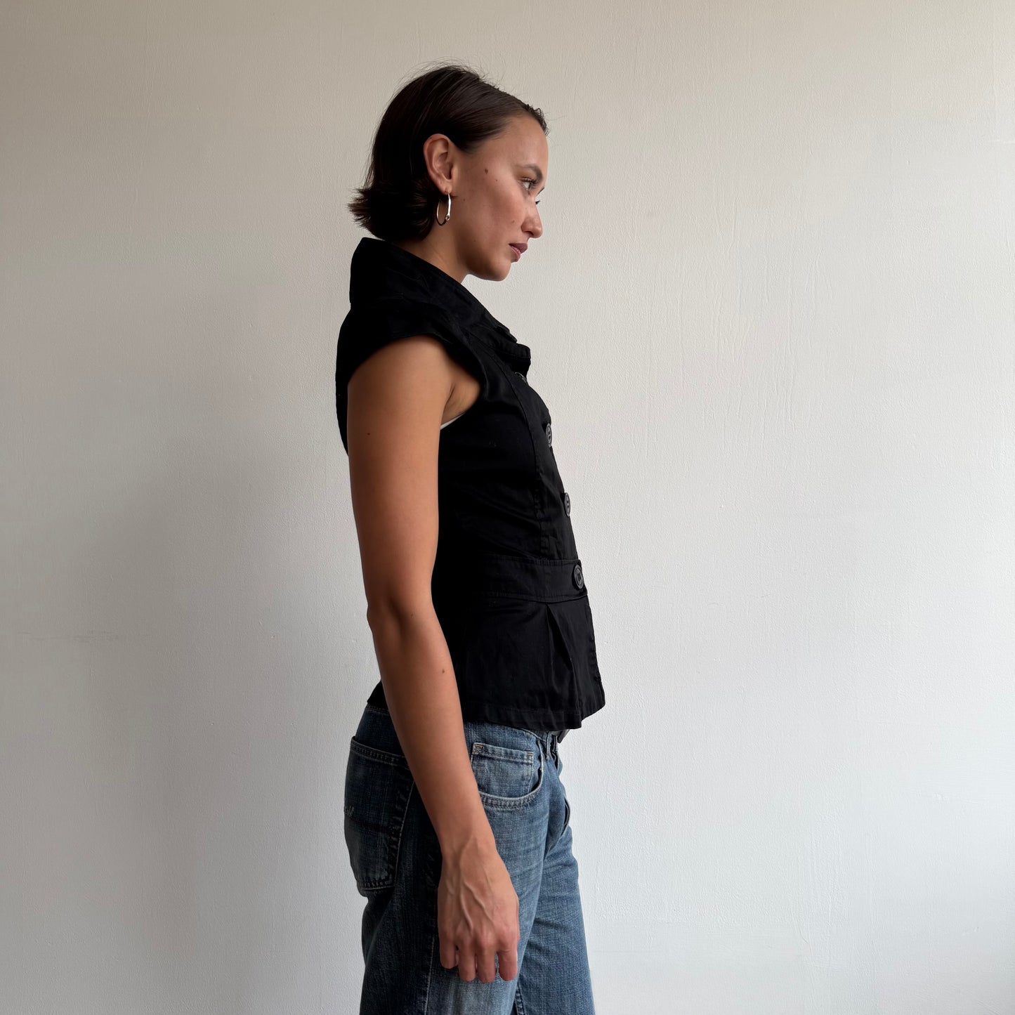 Short sleeve black peacoat - Size S