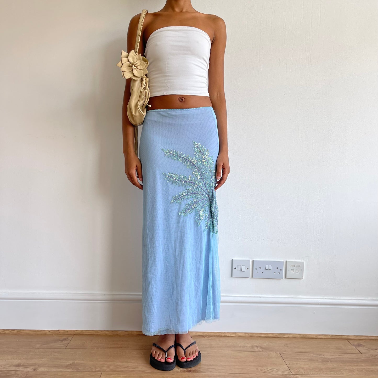 Blue mesh sequin maxi skirt - Size S