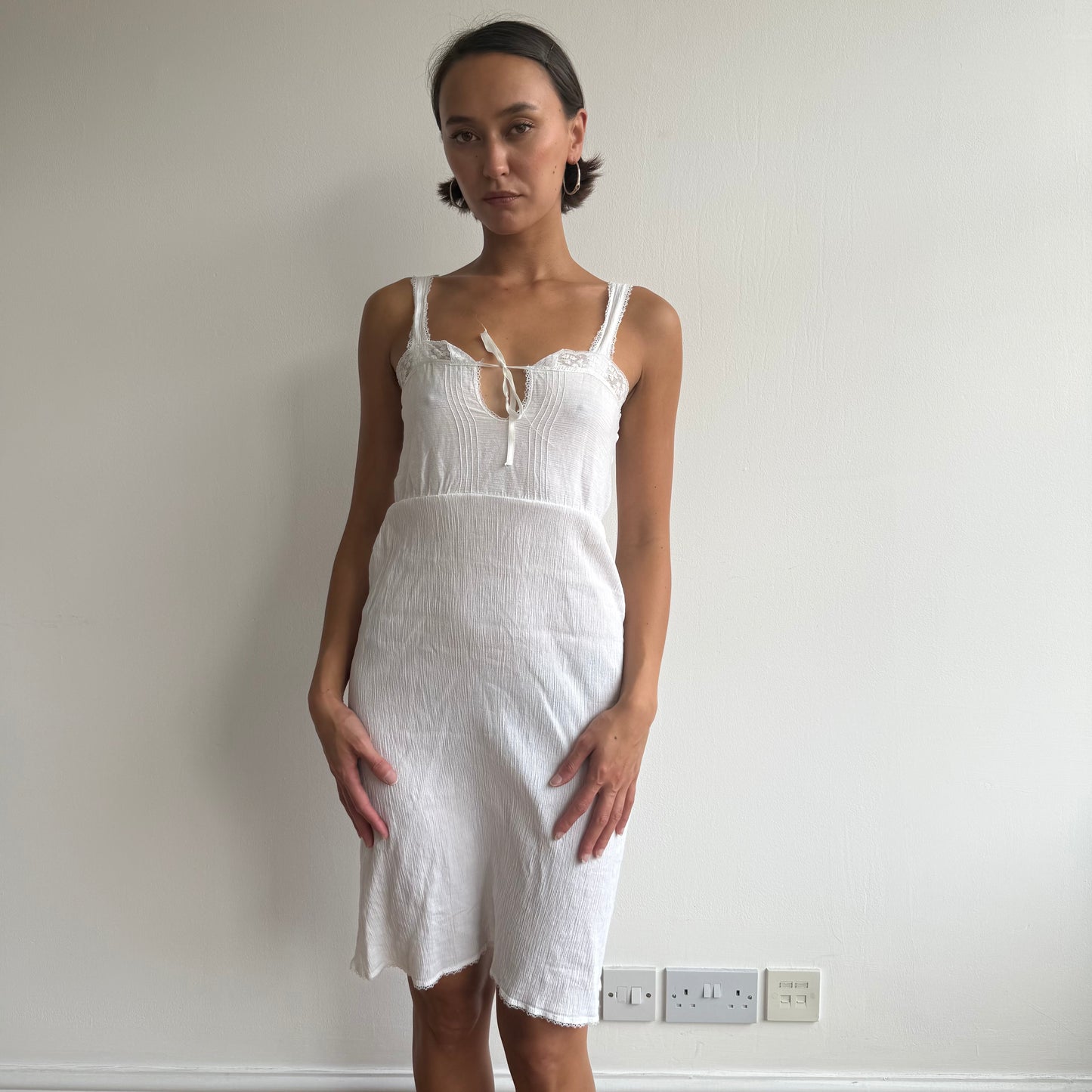 White cheesecloth milkmaid dress - Size S