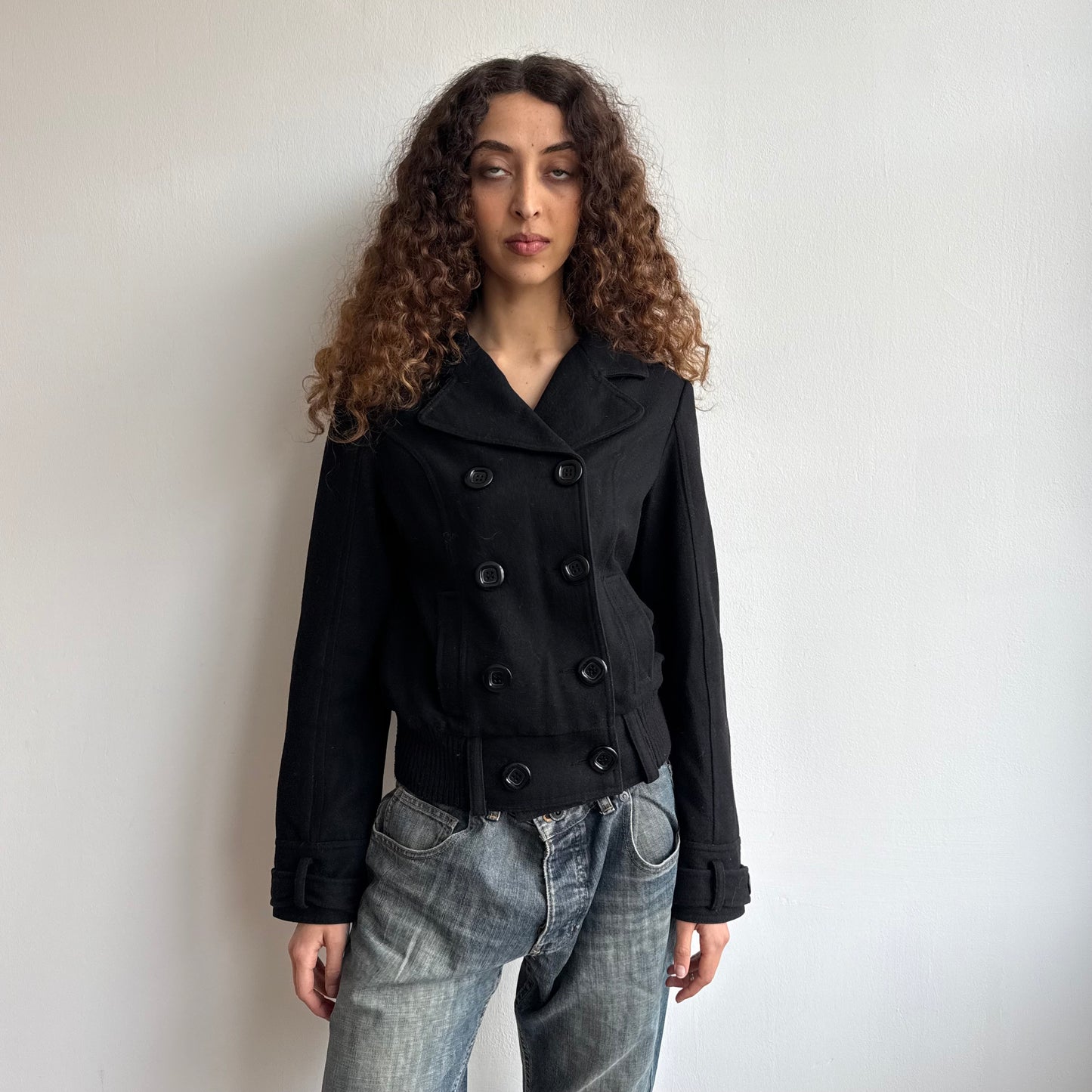 Black peacoat bomber jacket - Size S/M