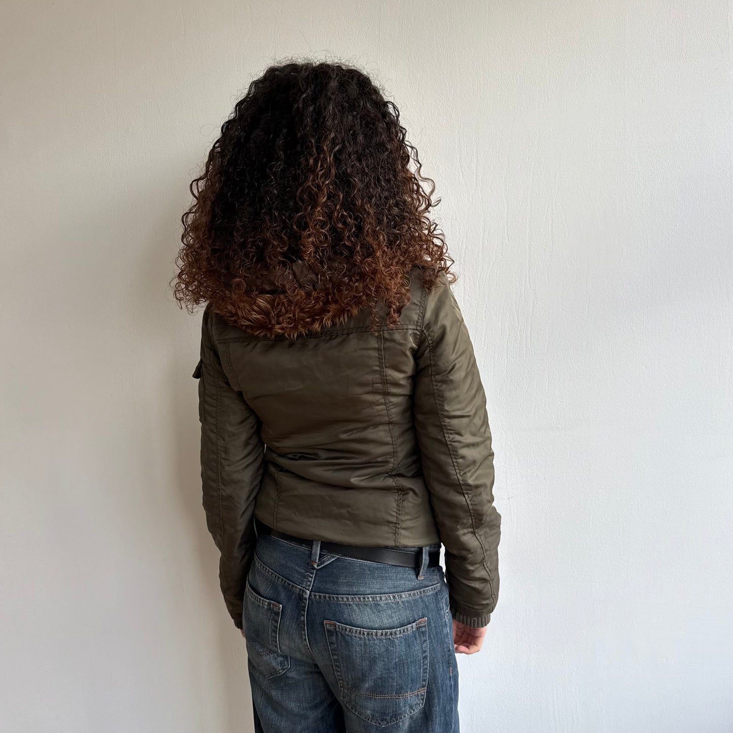 Khaki fireman’s clasp bomber - Size S/M