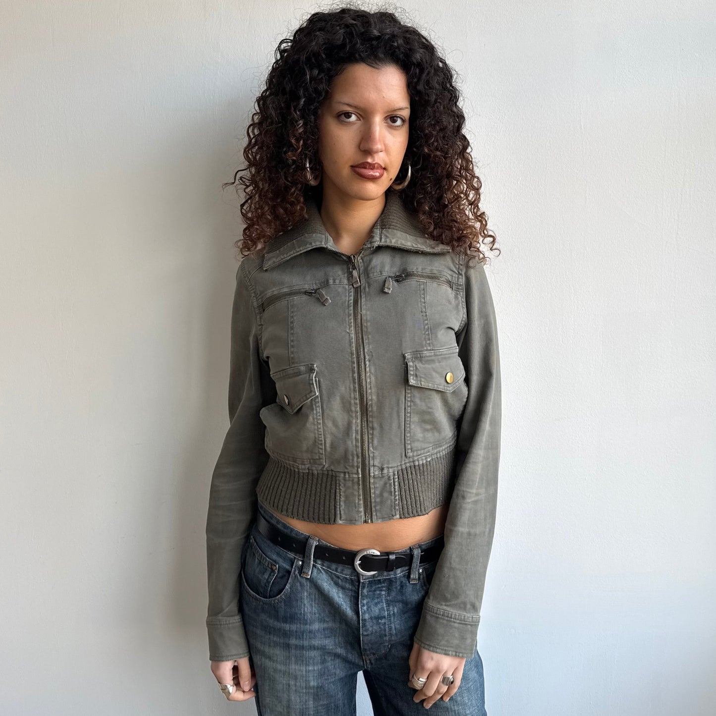Khaki cargo bomber jacket - Size S/M