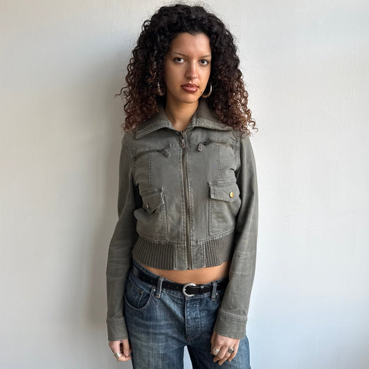 Khaki cargo bomber jacket - Size S/M