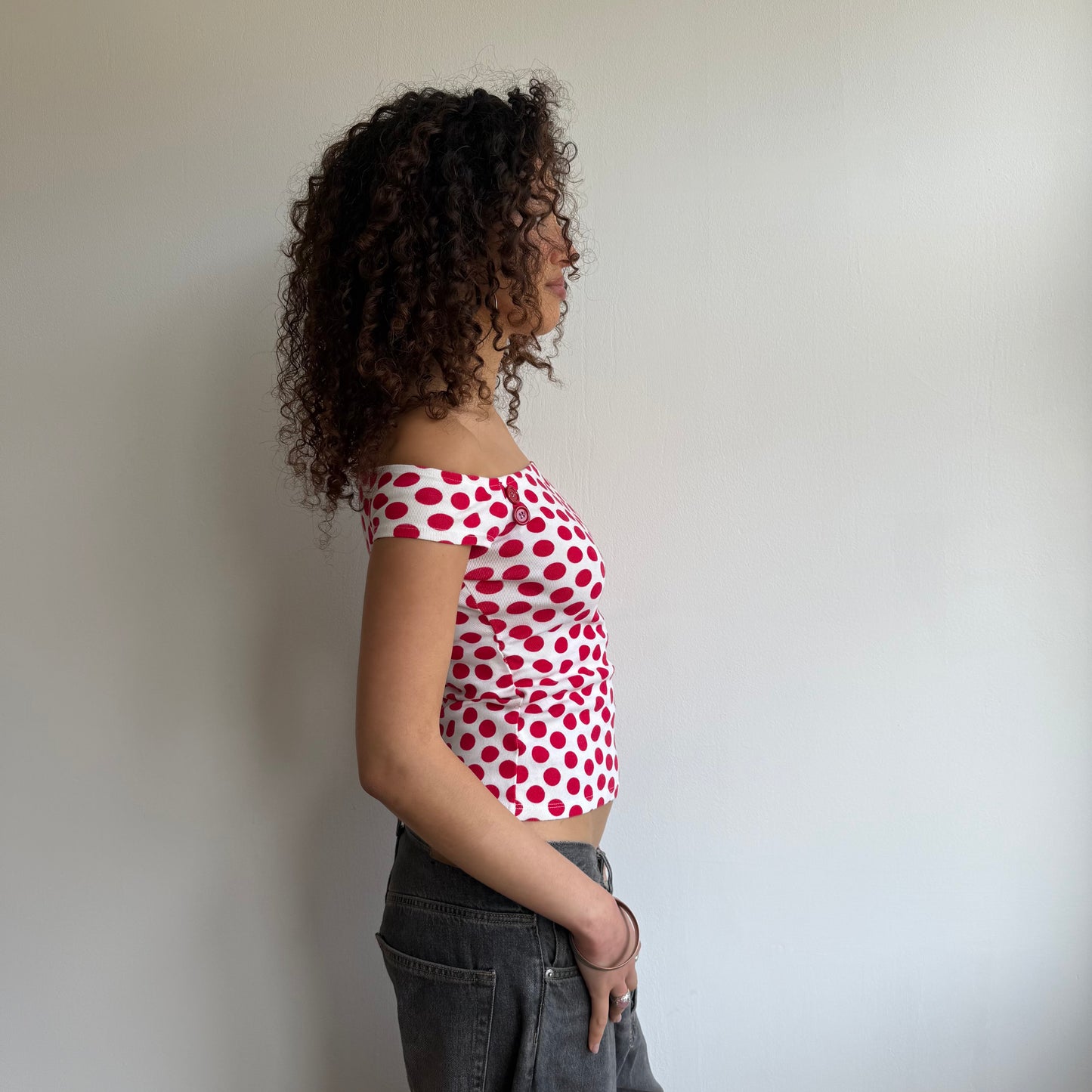 Polka dot Bardot top - Size XS