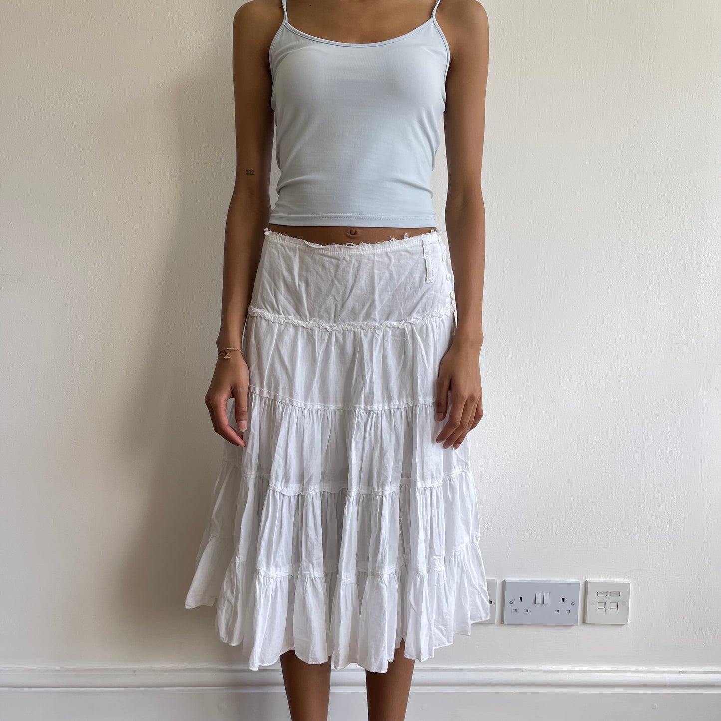 White raw hem midi skirt - Size S/M