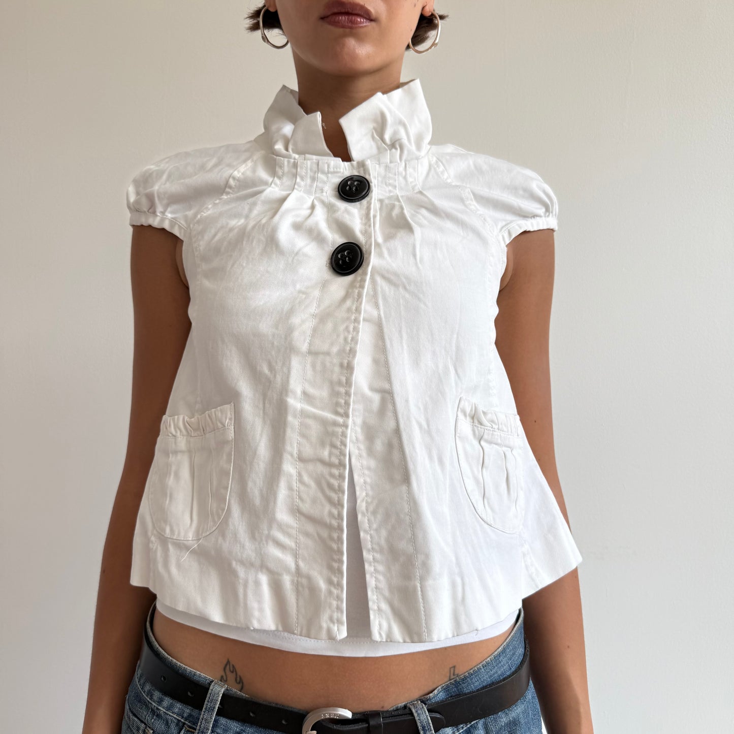 White short sleeve peacoat - Size S