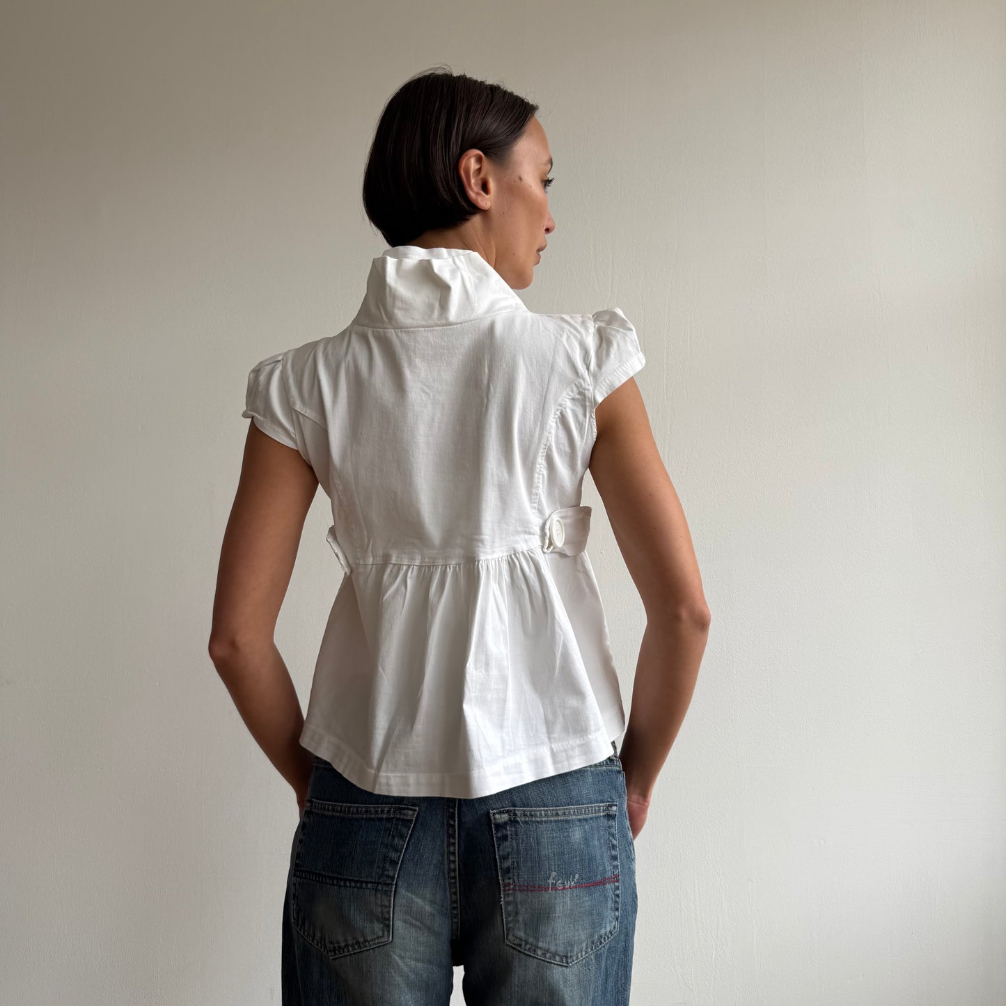 White short sleeve peacoat - Size S