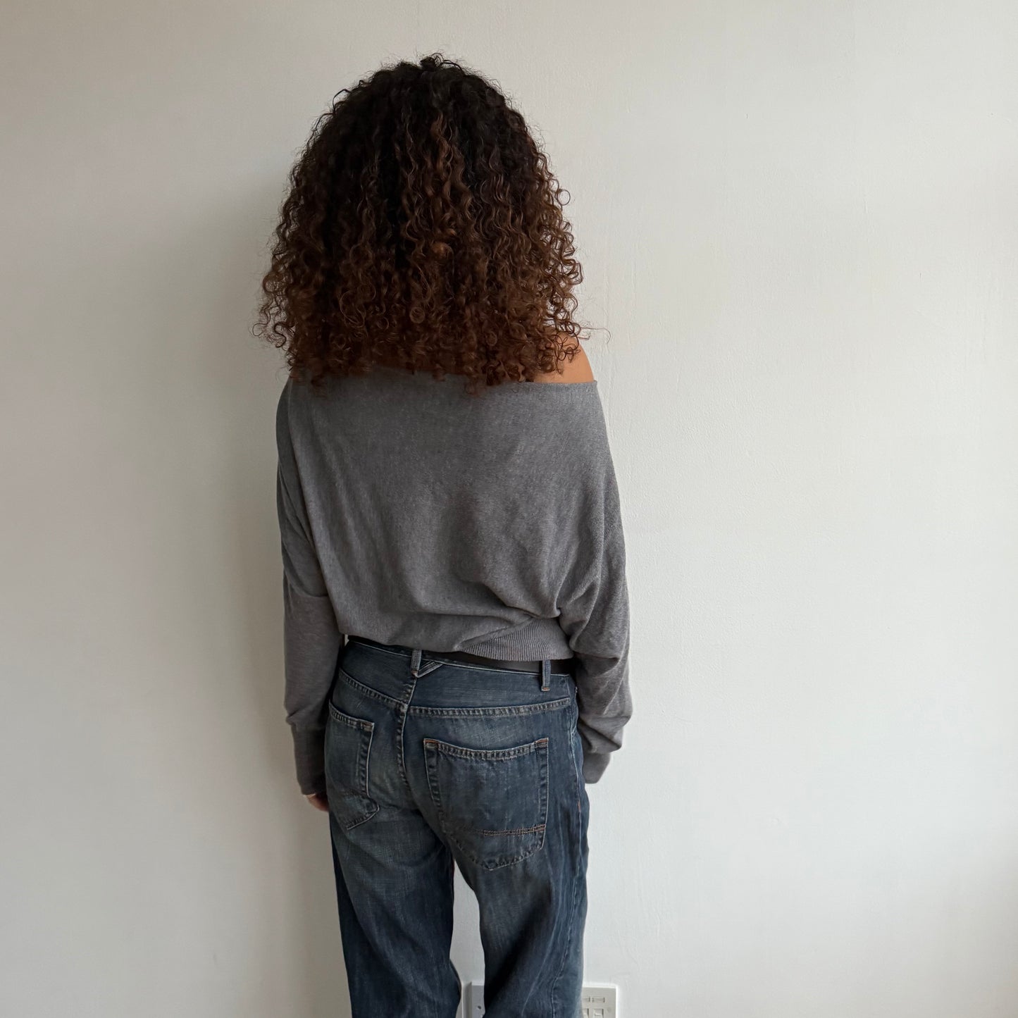 Grey slouchy batwing knit - Size S-M