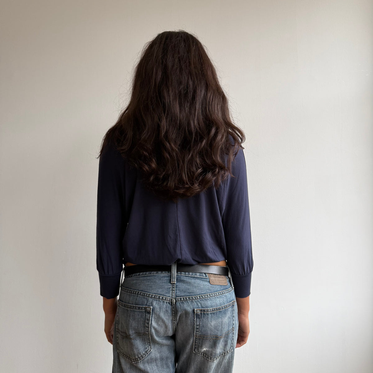 Navy blue batwing top - Size S